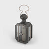 Black Barebones lantern with a hook on a white background