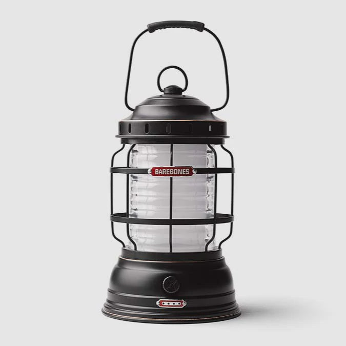 Black lantern with a visible brand label on a white background